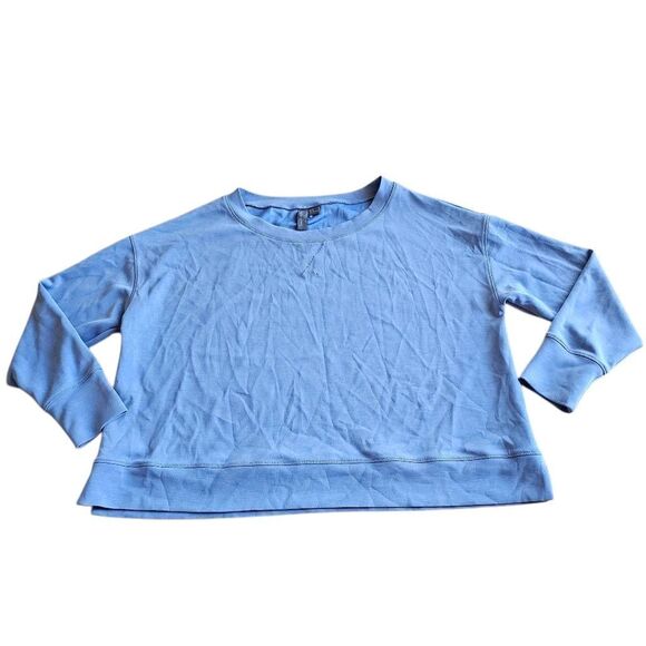 Sweaty betty womens Sz 10 blue after class sweatshirt yoga split side - Picture 1 of 8